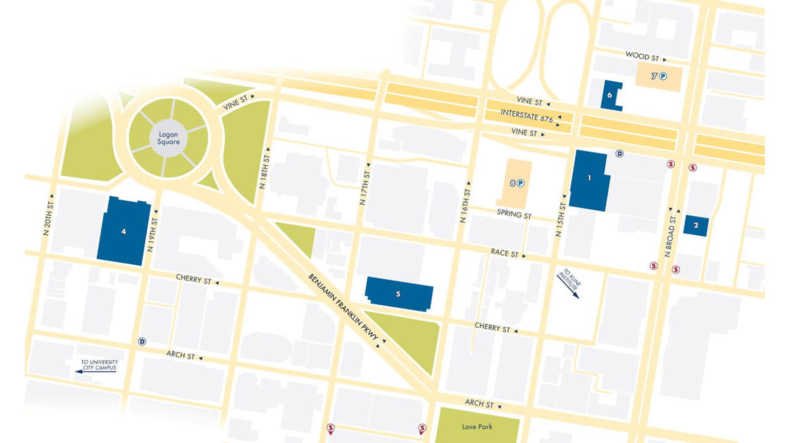 Map of Drexel's Center City campus