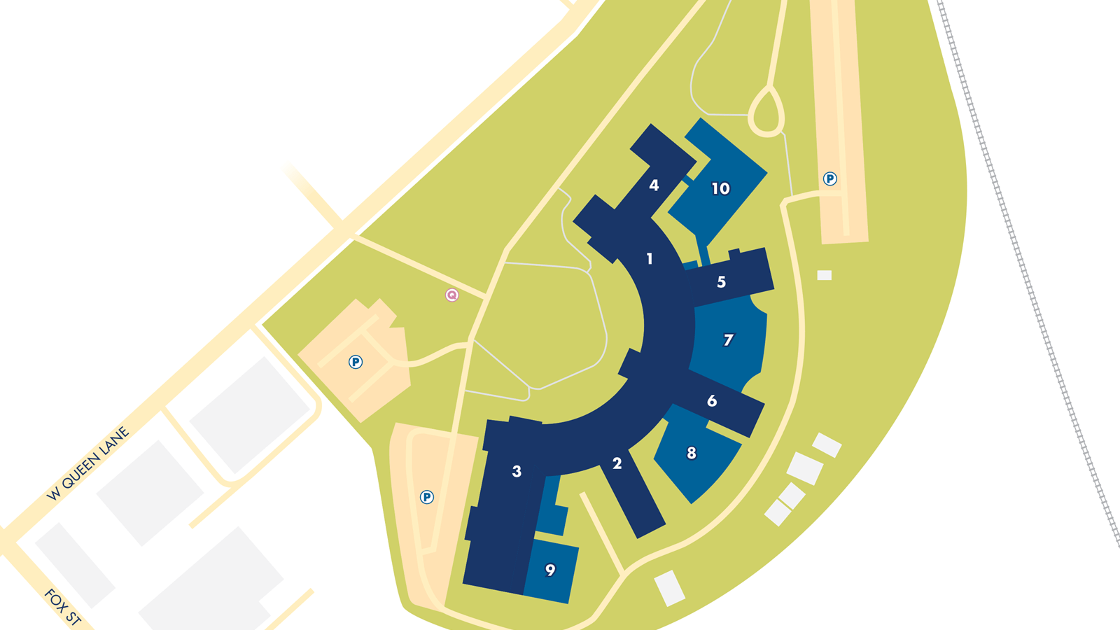 Map of Drexel's Queen Lane campus.