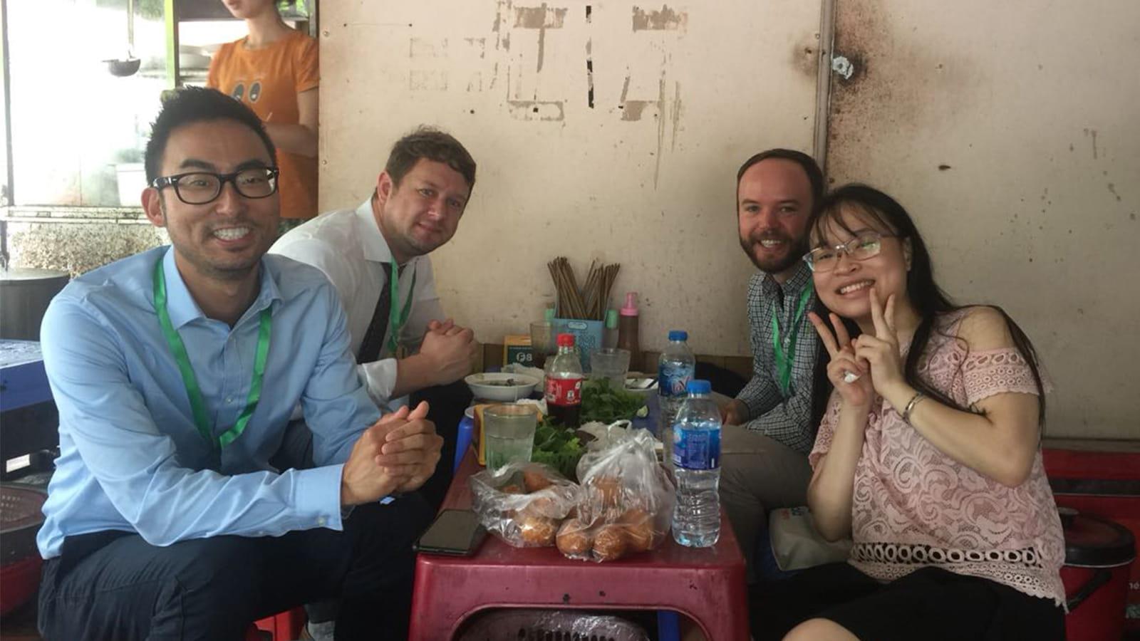 Drexel Reps at a restaurant table