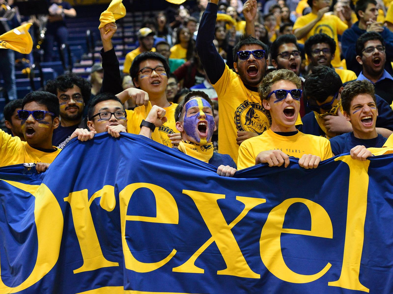 Drexel fans at a sporting event 