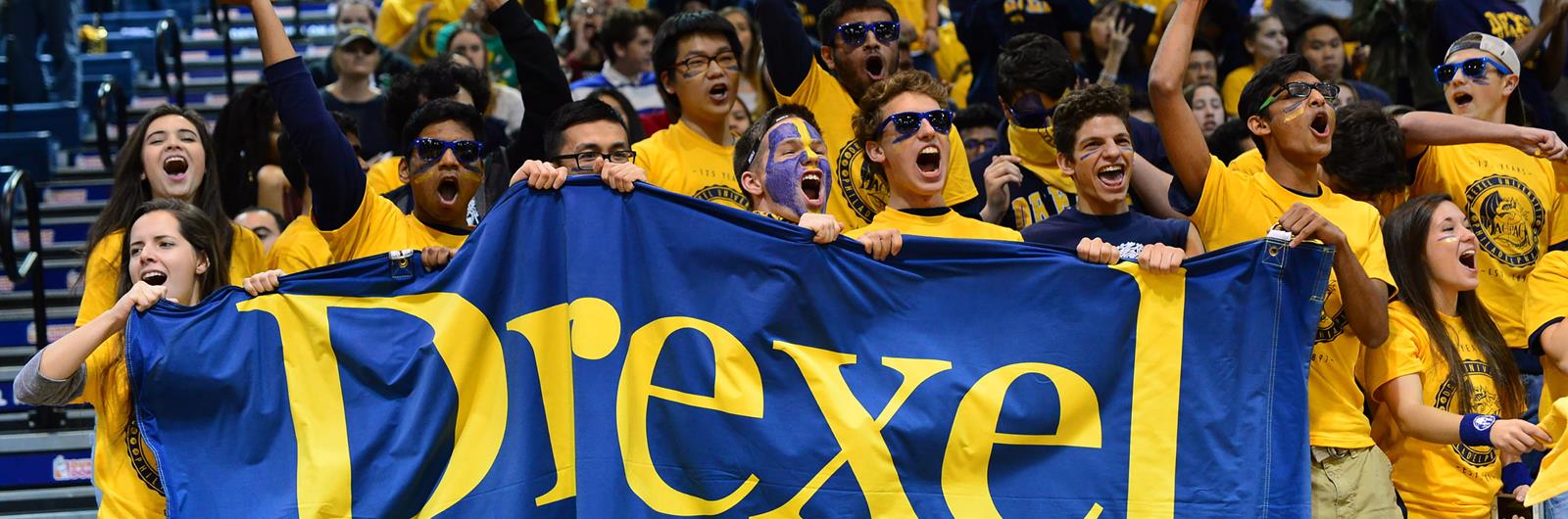 Drexel fans at a basketball game