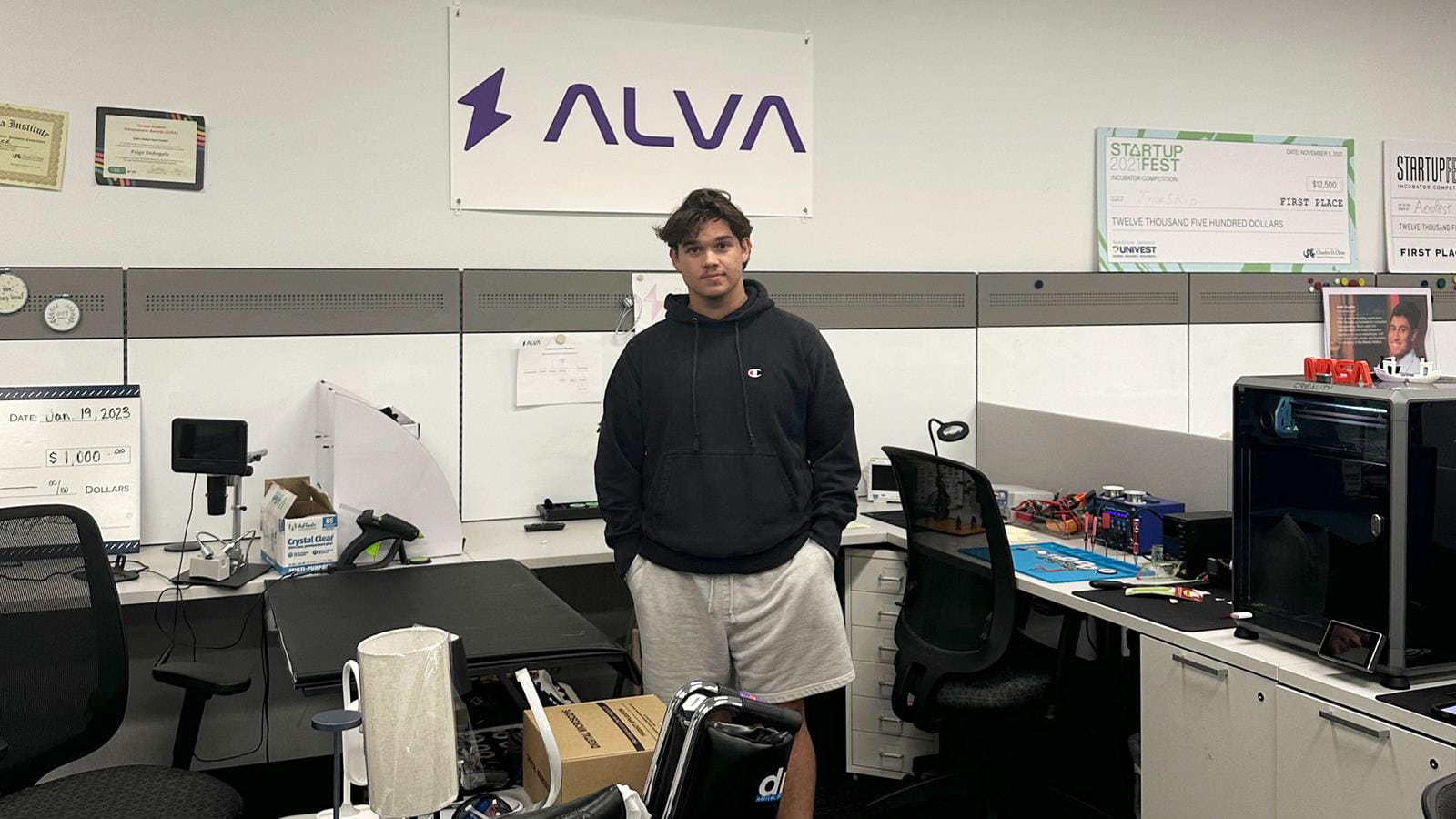 Drexel student in an office