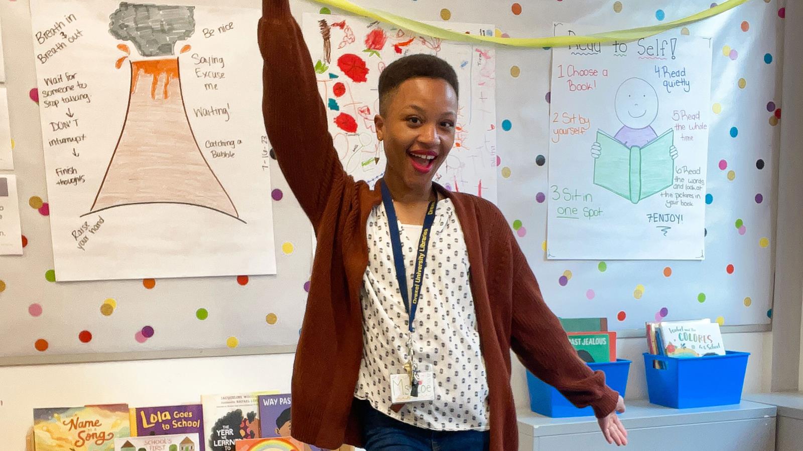 Zoe Boynton at their co-op in a preschool classroom