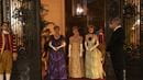 Christine Baranski, Cynthia Nixon and Louisa Jacobson in fancy dress during a ball scene from "The Gilded Age."
