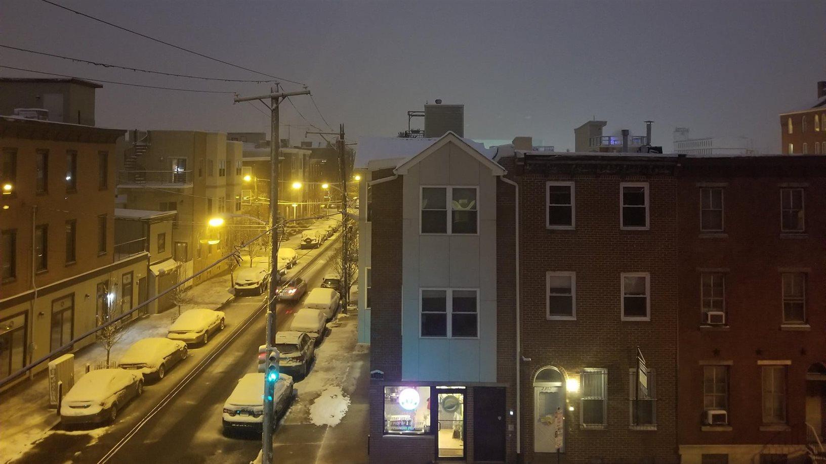 Philadelphia in winter, snow on ground.