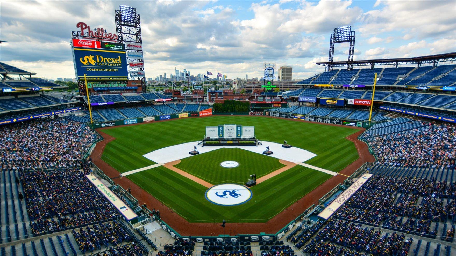 The scene at Citizens Bank Park during Drexel&#39;s June 9 Commencement.