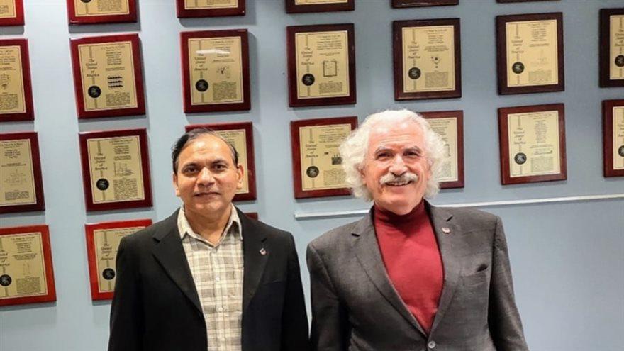 Suresh Joshi, PhD, MD, left, and Alexander Fridman, PhD, at the Drexel Plasma Institute in January 2022. Photo courtesy Suresh Joshi.