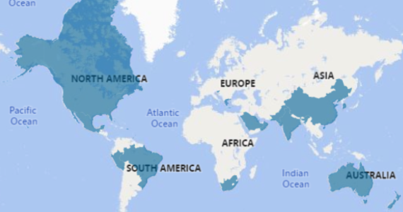 A map with 22 countries highlighted where ADOS 2 trainees reside