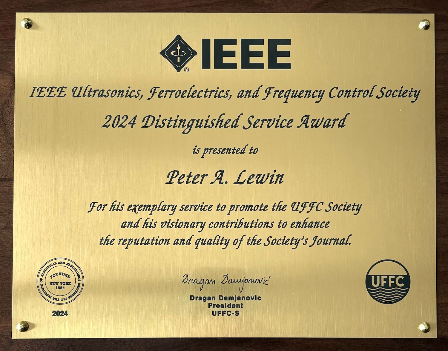 Peter Lewin_IEEE Award