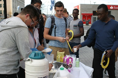Students conduct experiment