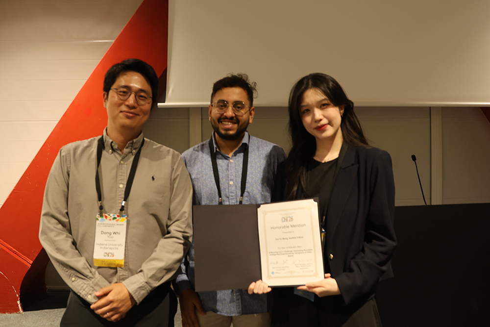 From right to left: Tzu-Yu Weng, Karthik S. Bhat, and their colleague, Dong Whi Yoo, PhD of Indiana University.