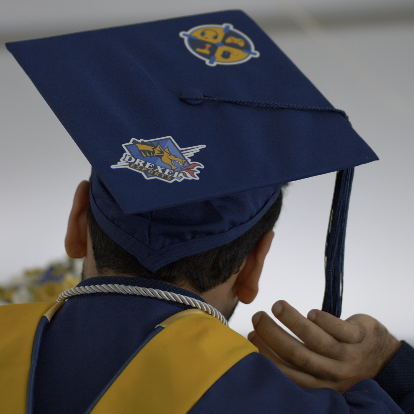 Photo of person wearing mortarboard