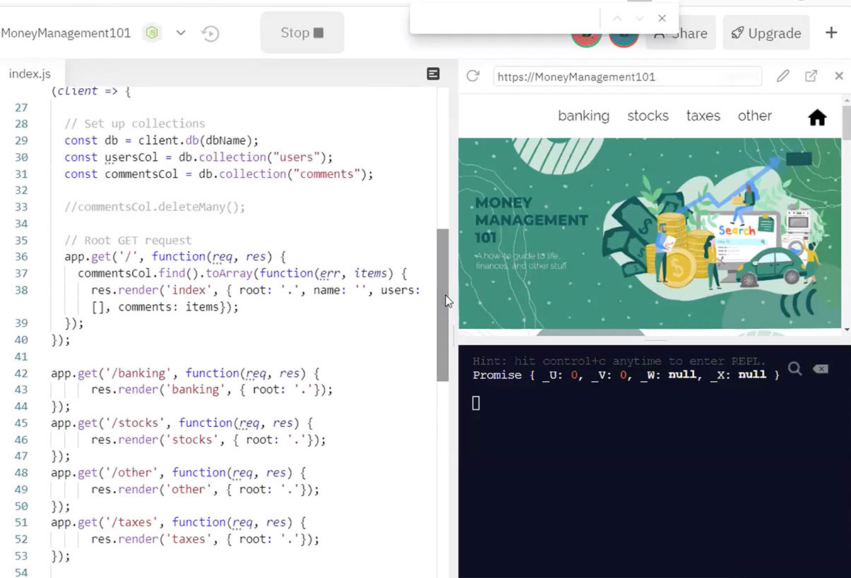 Screenshot of website code and images