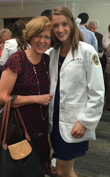 Physician assistant student and her mom, Lavonne Johnston at a ceremony