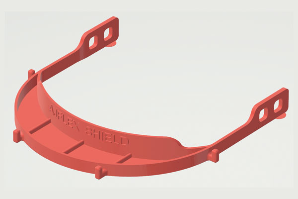 Graphic image of red frame of face shield 