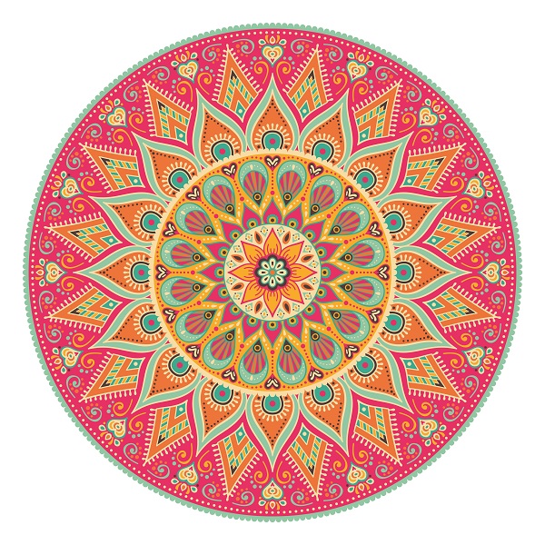Pink, orange and green mandala