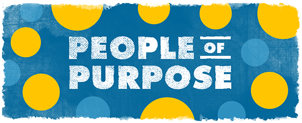People of Purpose Graphic on blue background with multi-size circles