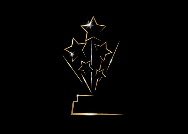 graphic showing gold awards with stars
