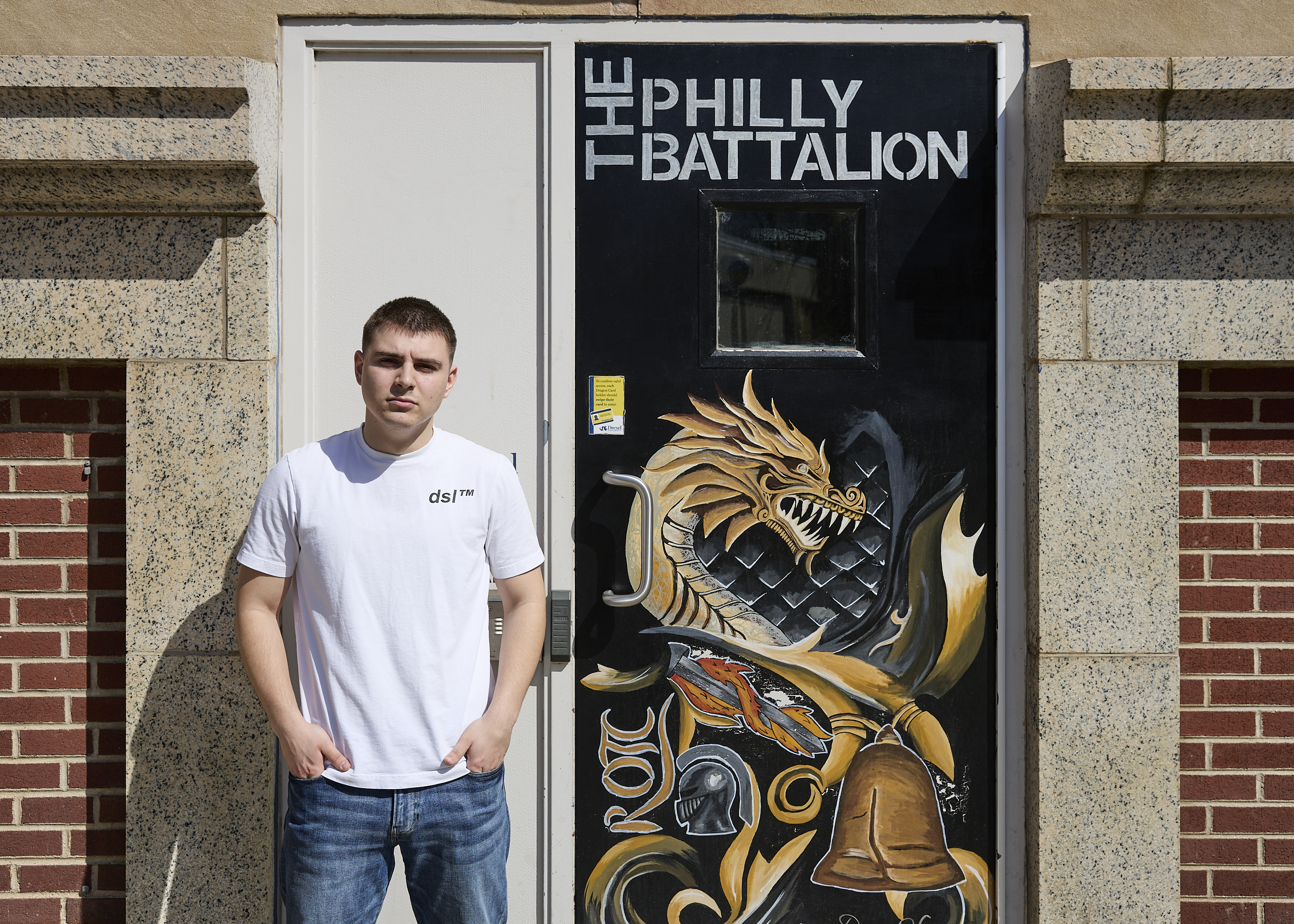 David Chicu in front of ROTC door