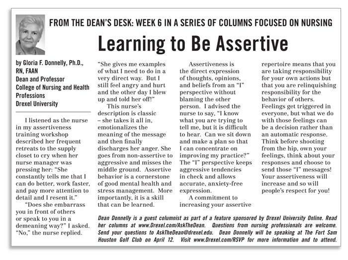 Dean's Desk Week 6, Learning to Be Assertive