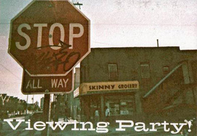 Viewing Party! street view and stop sign