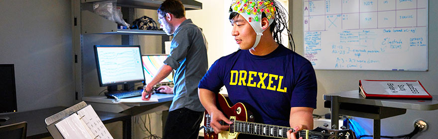 Mapping the brain activity of jazz guitarists is part of the neuroscience research conducted by the Creativity Research Lab at Drexel University
