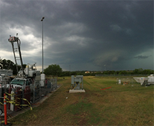 A field in San Antonio where Ezra Wood deployed in ECHAMP instrument to measure photochemical smog