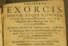 Title page of a 1626 edition of the Thesaurus exorcismorum. Saint Louis University Libraries Special Collections.
