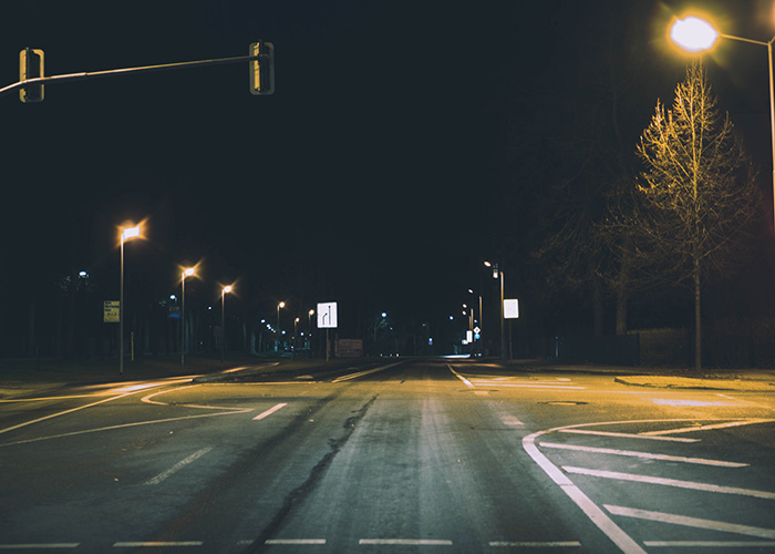 Empty city street with no traffic due to coronavirus