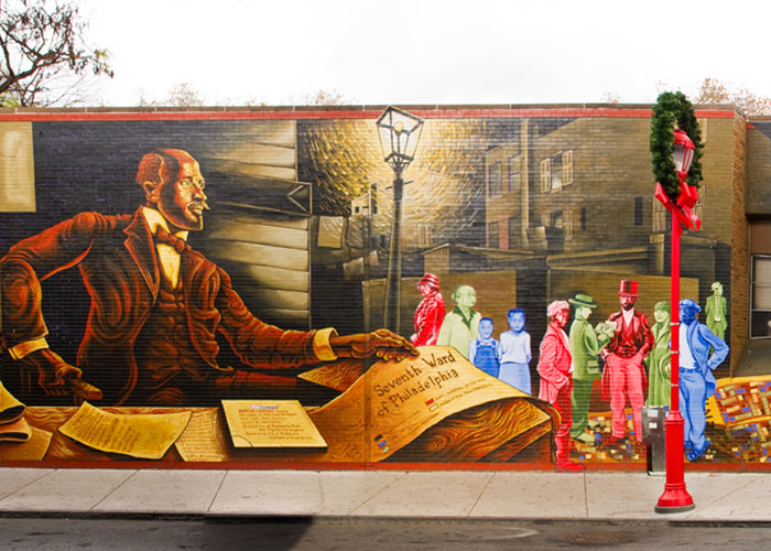 Mapping Courage: Honoring W.E.B. Du Bois & Engine #11,” a mural by Willis Humphrey, Philadelphia. Photo by Eric Anestad.
