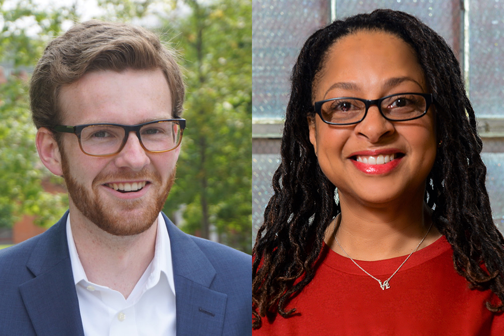 Headshots of Tim Hanlon and Angel Hogan