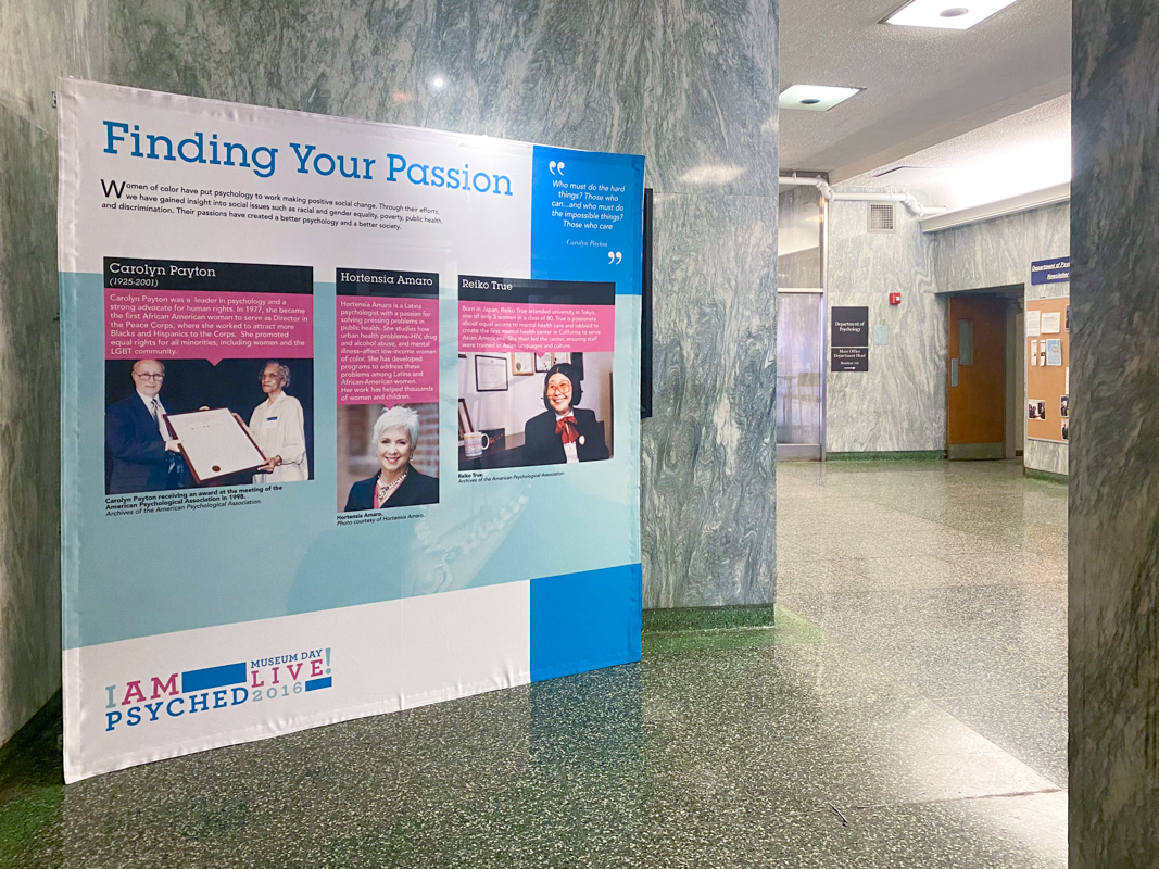I am psyched exhibition poster that reads 'finding your passion'
