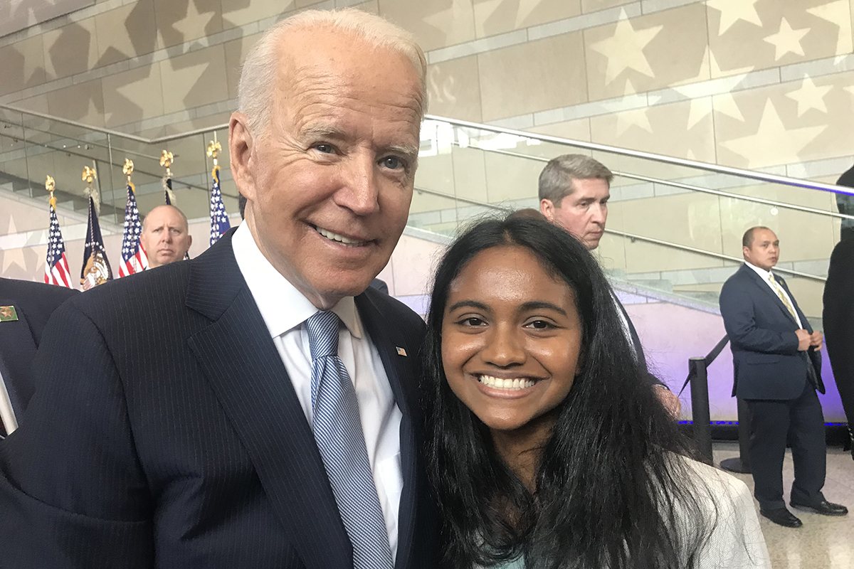 President Joe Biden with Lakshmi Parvathinathan