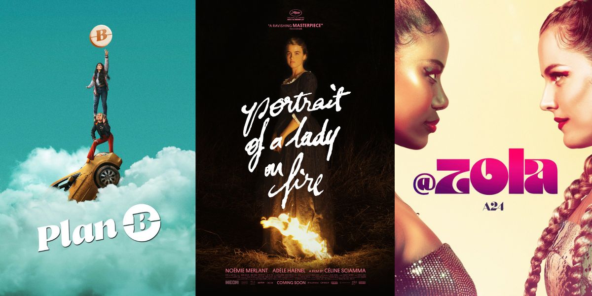 Plan B, Portrait of a Lady on Fire, and Zola movie posters