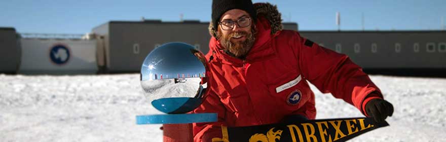Steve Sclafani, a Drexel doctoral student in physics, supported research at the IceCube Observatory