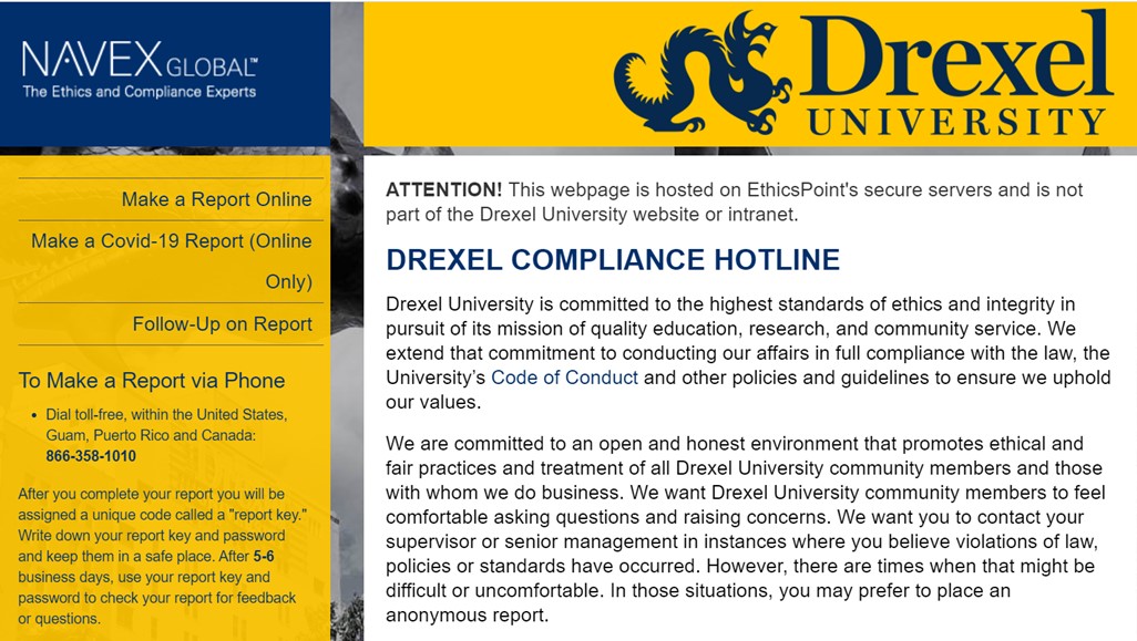 Drexel Compliance Hotline