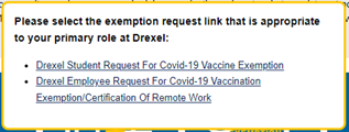 Screengrab of Health Checker exemption form select screen