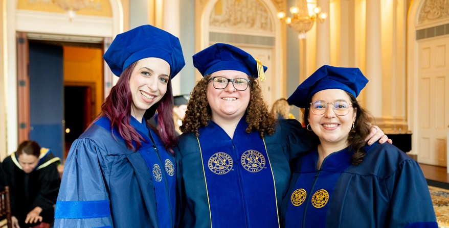 Three Drexel Dornsife doctoral students from the Health Management and Policy department at 2026 commencement