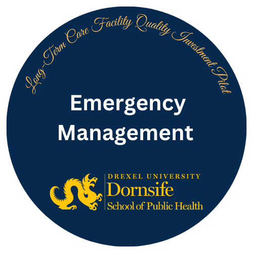 Drexel Dornsife digital badge for earning the Emergency Management Micro-Credential
