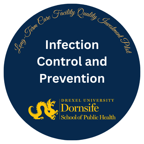 Drexel Dornsife digital badge for earning the Infectious Control and Prevention Micro-Credential