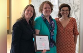 Melissa Kaufman is presented with the 2019 Dornsife Staff Excellence Award