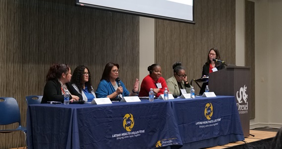 Mariana Lazo leads a panel discussion at the 4th annual Latino Health Collective annual retreat at Drexel University