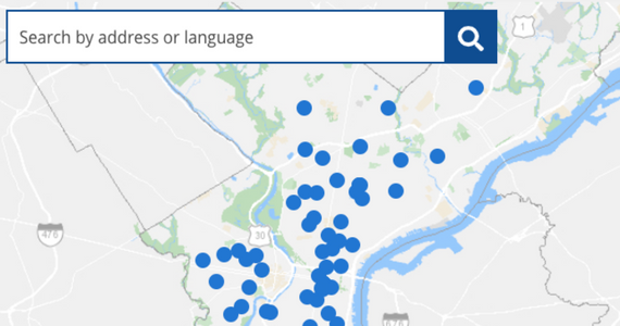 map of philadelphia pin pointing primary care offices