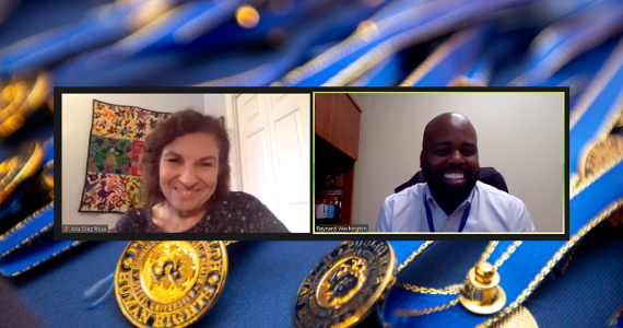 Dr. Diez Roux and Dr. Raynard address students via Zoom at the 2020 Pinning Ceremony