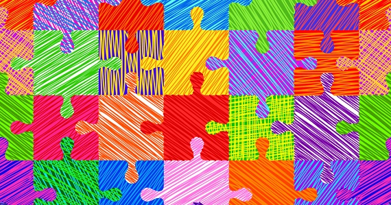 Interlocking jigsaw puzzle pieces