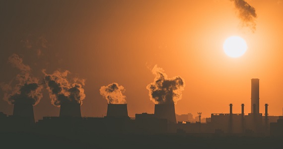 Sunny city overlooking refinery