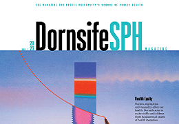 Dornsife School of Public Health 2023 magazine cover featuring the theme "health equity"
