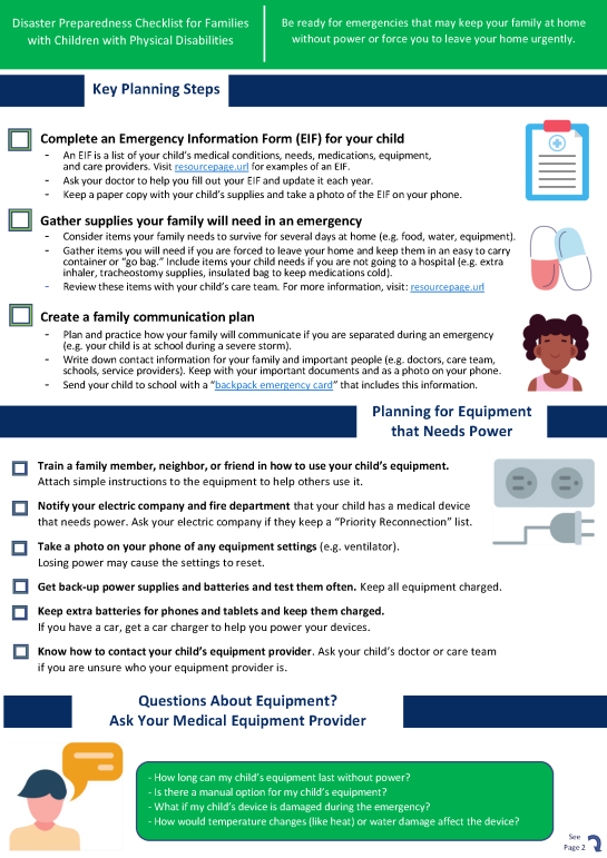 Disaster Preparedness Checklist for Families with Children with Physical Disabilities