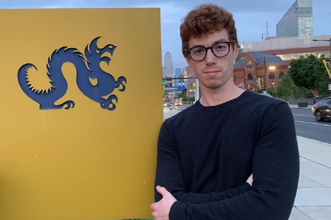 Liam Romond on Drexel's campus