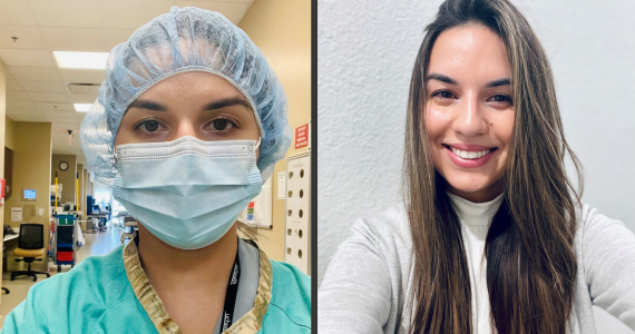 Ashley Diamond taking selfie at work and at home